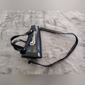 Vintage Y2K Cheerleader Black Megaphone White Embroidered Mini Purse Bag Handbag